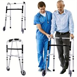 Lightweight Folding Aluminum Walker with Front Wheels