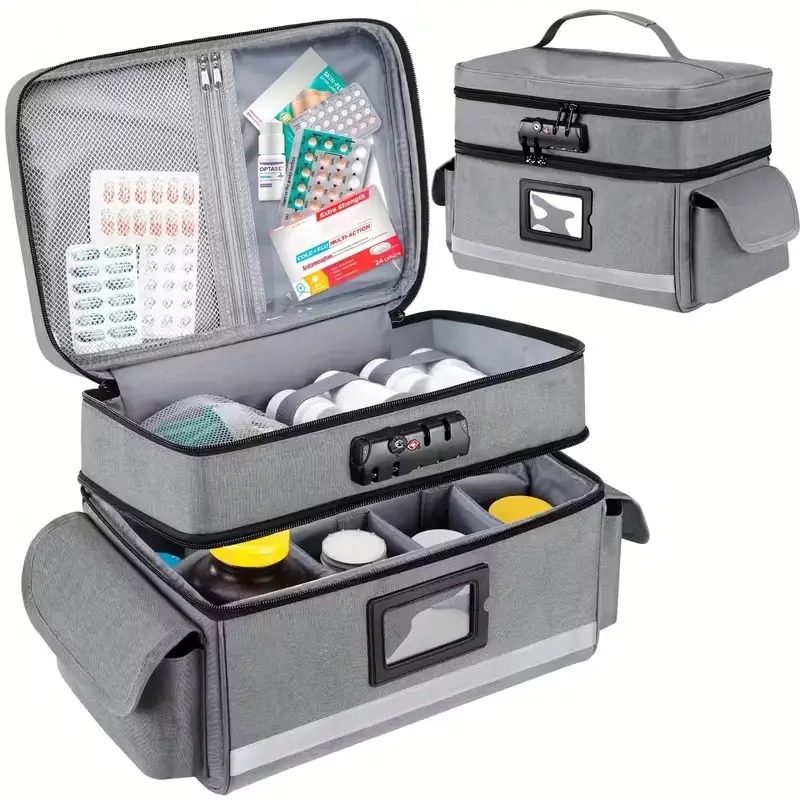 XL Lockable Pill Bottle Organizer Bag
